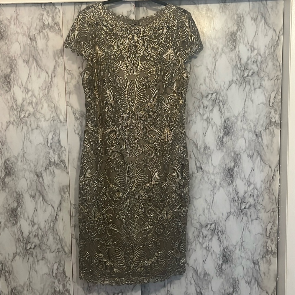 tadashi shoji gold dress